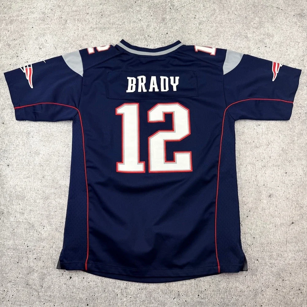 Nike New England Patriots Tom Brady 12 Jersey Kids Large 14-16 Navy Blue NFL